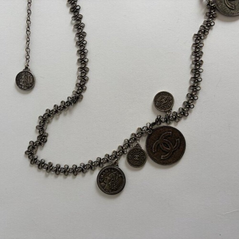 CHANEL 2003 ARCHIVE SILVER COINS NECKLACE BELT - Picture 9 of 10